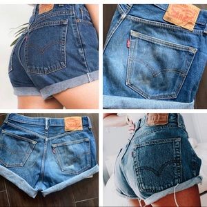 Vintage Levi’s High Waist Denim Jean Cuffed Shorts